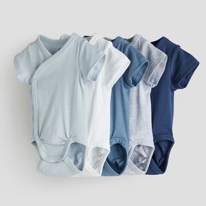 H&M 9M organic cotton 5-pk wrapover bodysuit